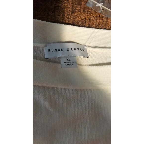 Susan Graver Women's Ivory Long Sleeve Boatneck W/Gold Buttons Size XL NEW - Picture 8 of 11